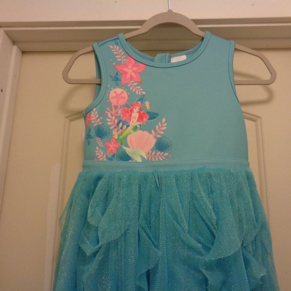 DISNEY BEAUTIFUL BLUE FLUFF LITTLE MERMAID DRESS 7/8 GIRLS - Picture 2 of 5
